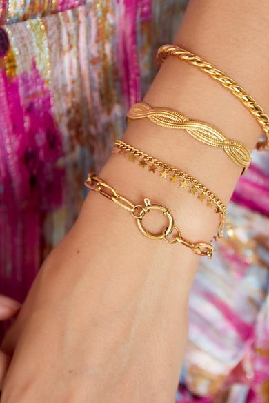 Bracciale in Acciaio Inossidabile Bracciale Stelle Gold Stainless Steel h5 Immagine2
